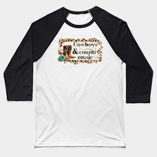 Cowboys and country music Retro Country Music Heartbeat Western Cowboy Cowgirl Gift Baseball T-Shirt